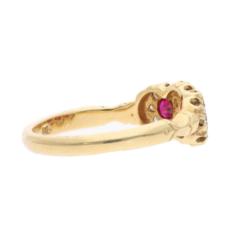 18ct Gold Ruby and Diamond Cluster Ring