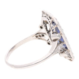 Art Deco Platinum Sapphire and Diamond Ring