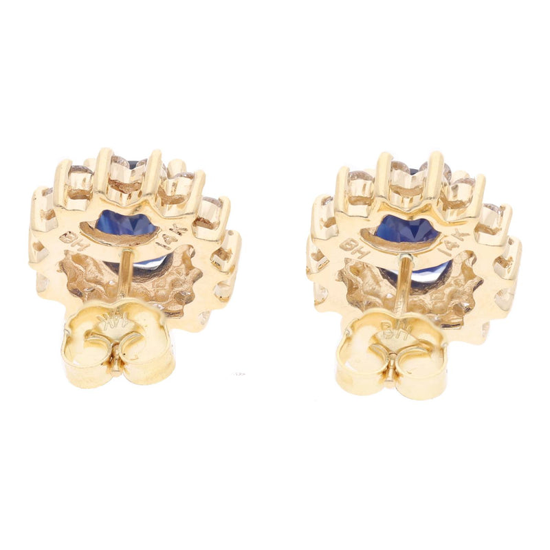 14ct Gold Sapphire and Diamond Cluster Earrings