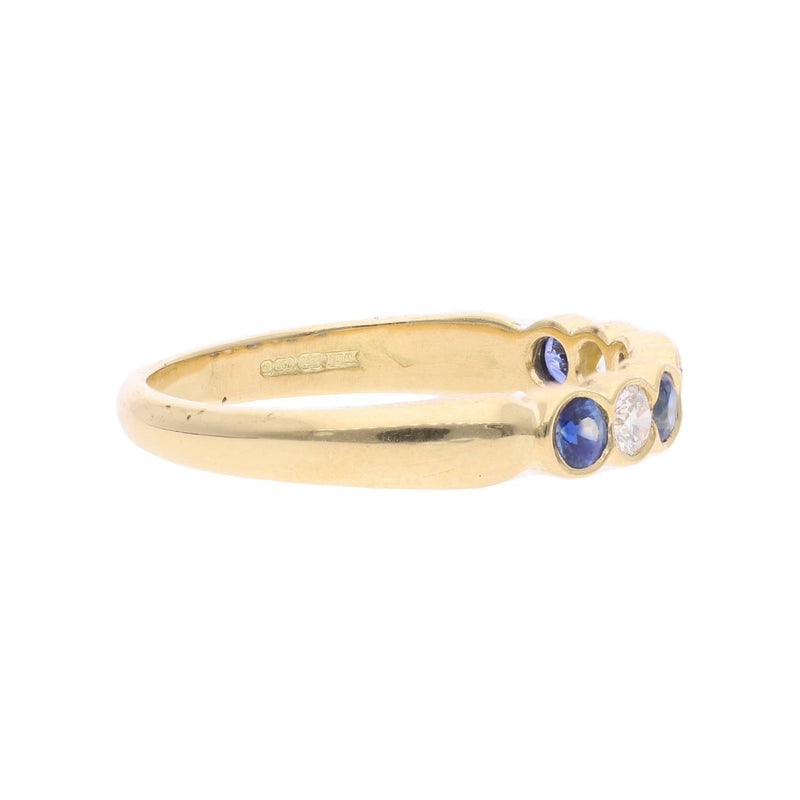 18ct Gold Sapphire and Diamond Half Eternity Ring