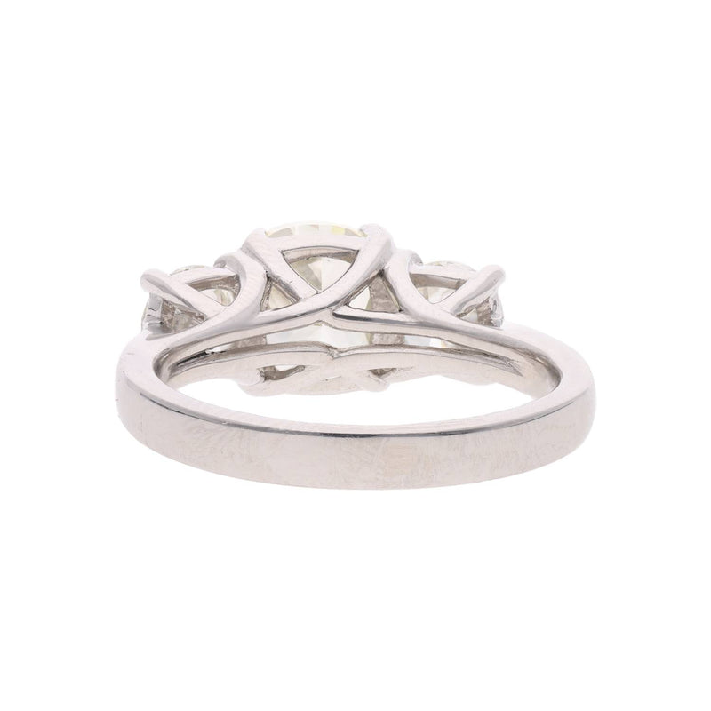 Platinum Yellow & White Diamond Three Stone Ring