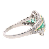 Art Deco Platinum Emerald and Diamond Ring