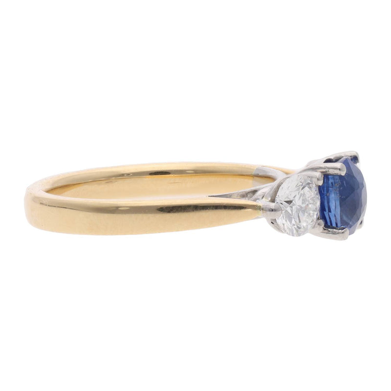 Sapphire and Diamond 3 stone Ring