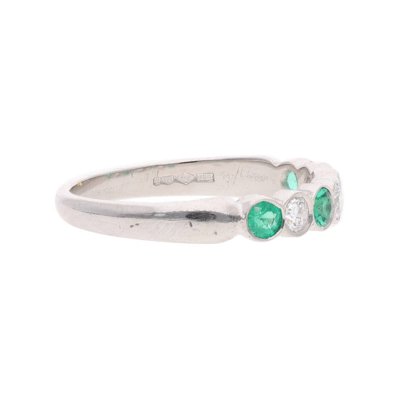 Platinum Emerald Diamond Half Eternity Ring