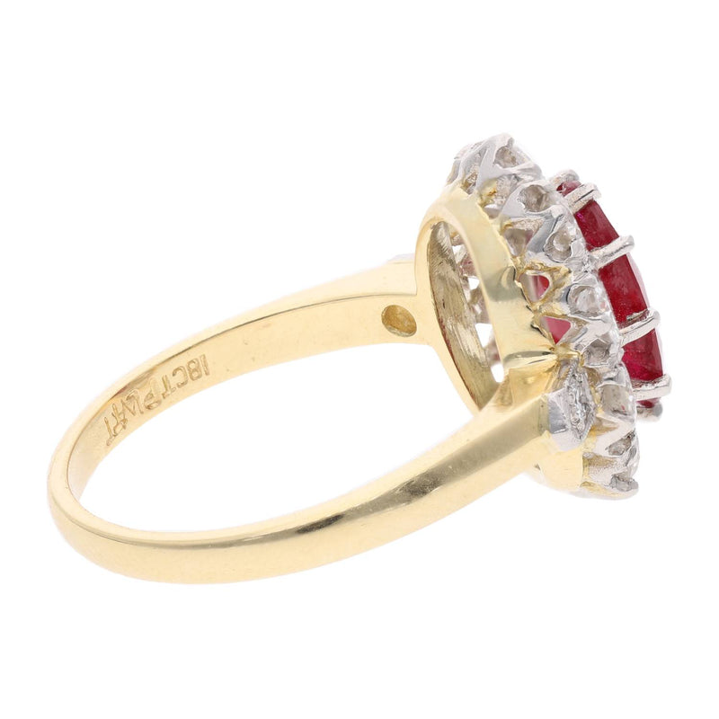 18ct Gold Ruby and Diamond Cluster Ring