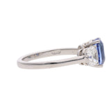 Platinum Sapphire and Diamond Three Stone Ring