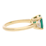 18ct Gold Emerald and Diamond Three-stone Ring