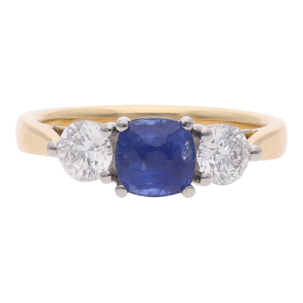 Sapphire and Diamond 3 stone Ring