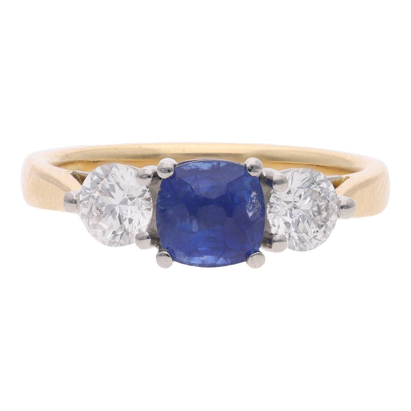 Sapphire and Diamond 3 stone Ring