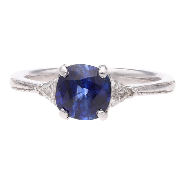Platinum Sapphire and Diamond Ring