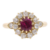 Ruby and Diamond Cluster Ring.