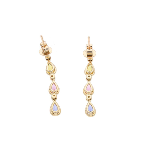 9ct Gold Yellow, Pink and Blue Sapphire Earrings