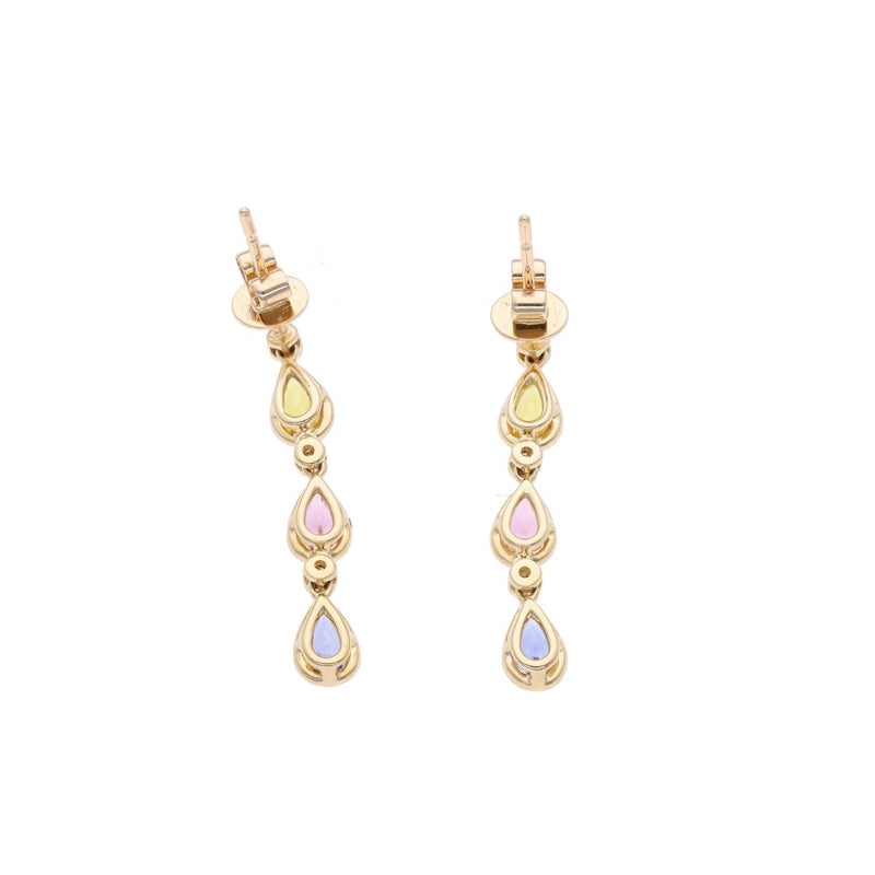 9ct Gold Yellow, Pink and Blue Sapphire Earrings