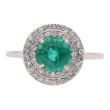 Emerald and Diamond Halo Ring