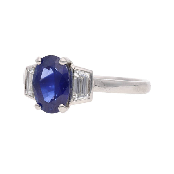 Platinum Sapphire and Diamond Ring