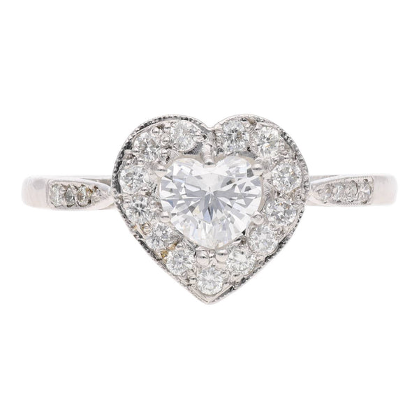 Platinum and Diamond Heart Cluster Ring