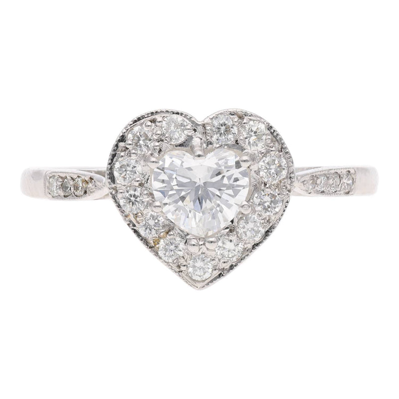 Platinum and Diamond Heart Cluster Ring