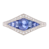 Platinum Sapphire and Diamond Ring