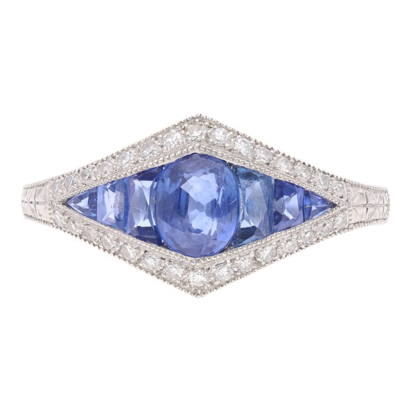 Platinum Sapphire and Diamond Ring