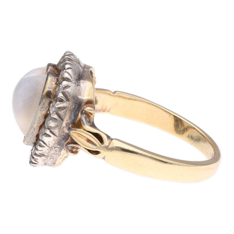 Antique Moonstone and Diamond Heart Ring