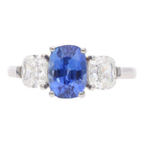 Platinum Sapphire and Diamond Three Stone Ring