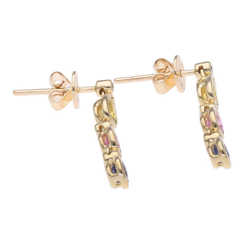 9ct Gold Yellow, Pink and Blue Sapphire Earrings