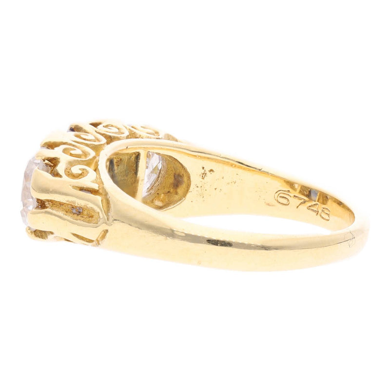 18ct Gold Sapphire and Diamond Carved Half Hoop Ring