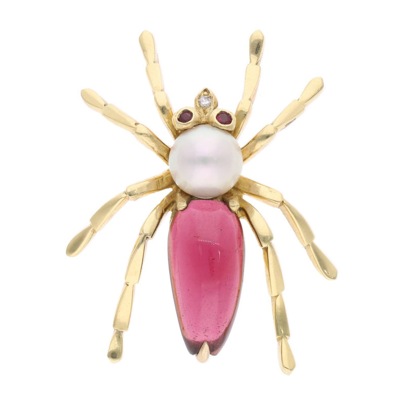 18ct Multi-Gem Spider Pendant