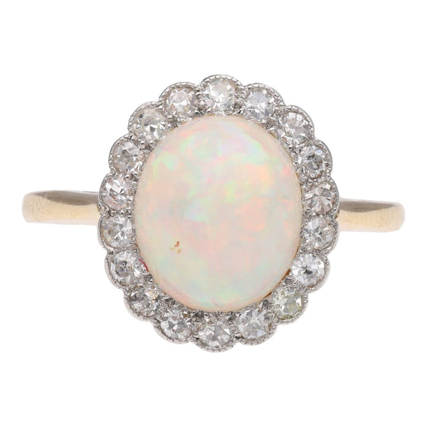 18ct Gold Opal and Diamond Cluster