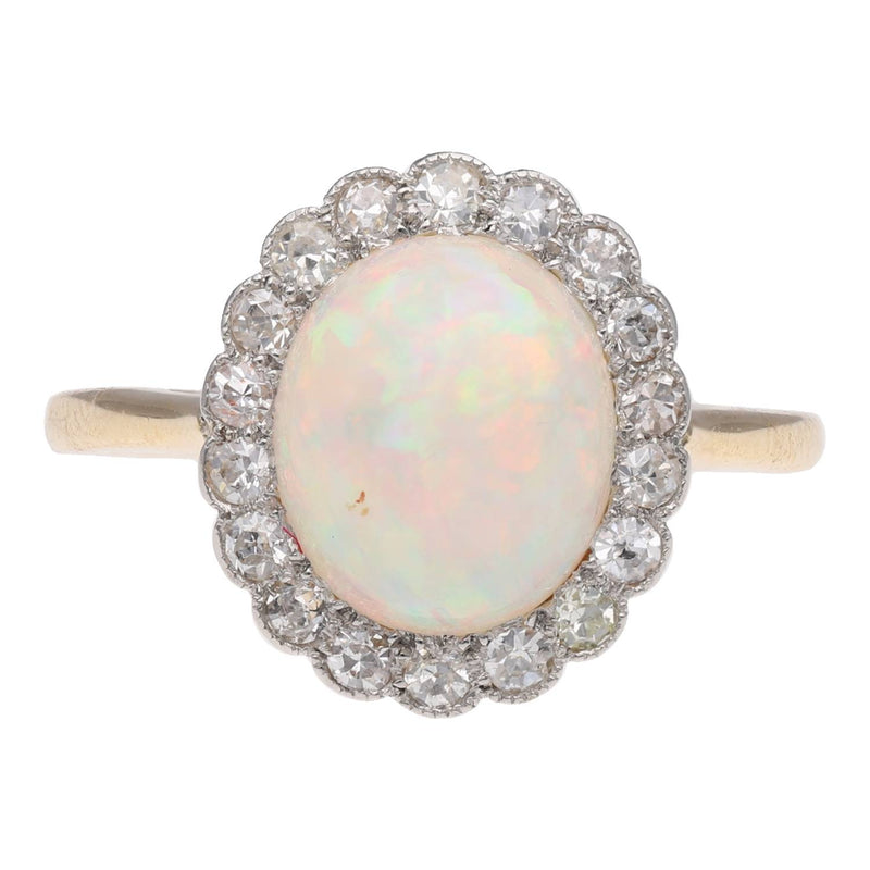 18ct Gold Opal and Diamond Cluster