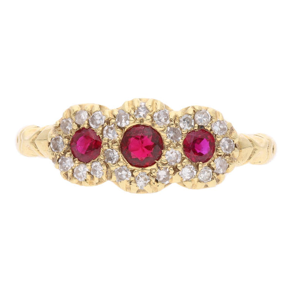 18ct Gold Ruby and Diamond Cluster Ring