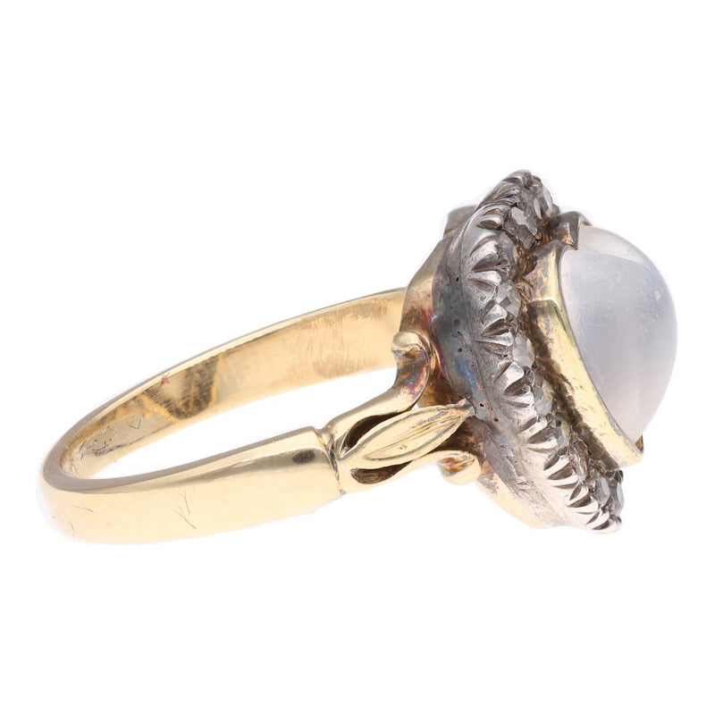 Antique Moonstone and Diamond Heart Ring