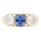18ct Gold Sapphire and Diamond Carved Half Hoop Ring