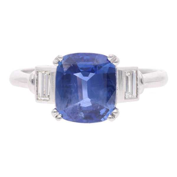 Platinum Sapphire and Diamond Ring