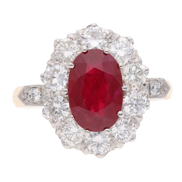 18ct Gold Ruby and Diamond Cluster Ring