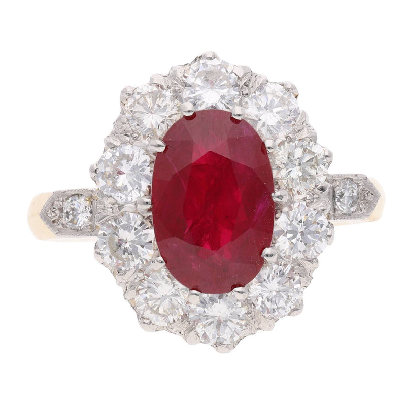 18ct Gold Ruby and Diamond Cluster Ring