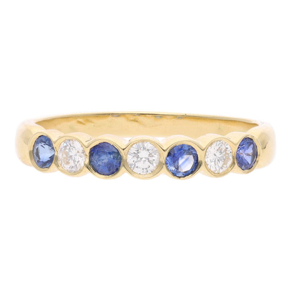 18ct Gold Sapphire and Diamond Half Eternity Ring