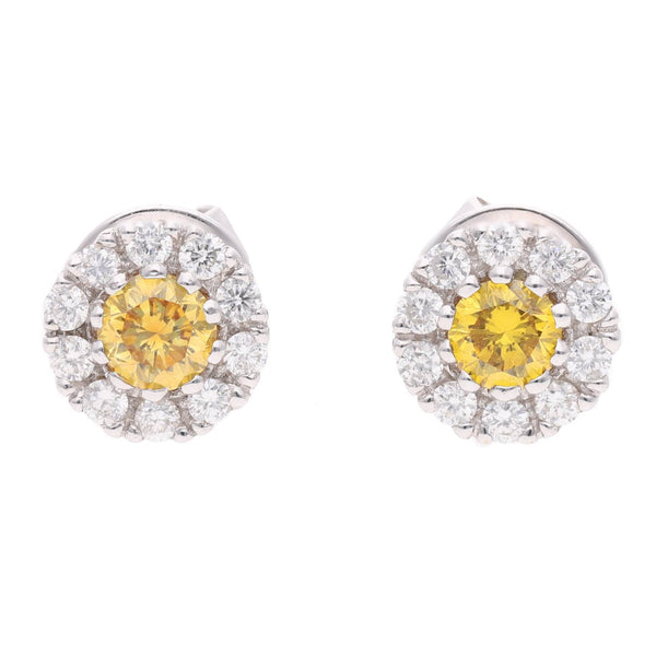 18ct White Gold Yellow and White Diamond Stud Earrings