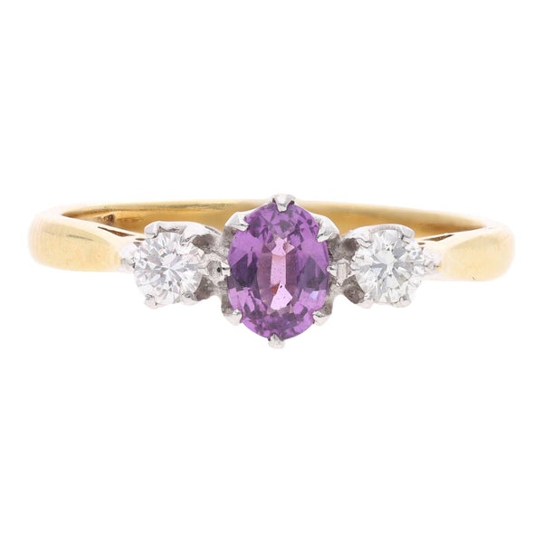 18ct Gold Purple Sapphire and Diamond Ring