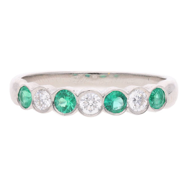 Platinum Emerald Diamond Half Eternity Ring