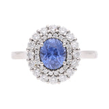 Sapphire and Diamond Cluster Ring