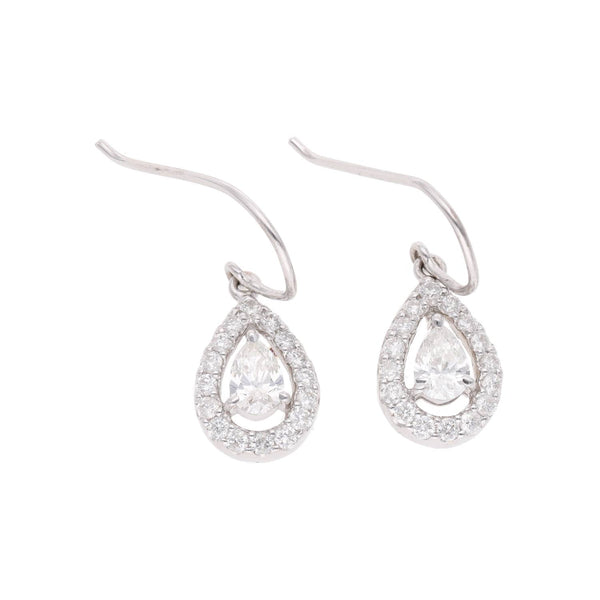 18ct White Gold and Diamond Tear Drop Earrings