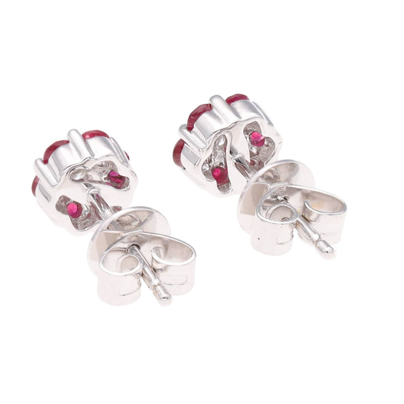 18ct White Gold Ruby and Diamond Cluster Earrings