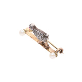 Antique Yellow Gold Diamond and Pearl Curlew Brooch.