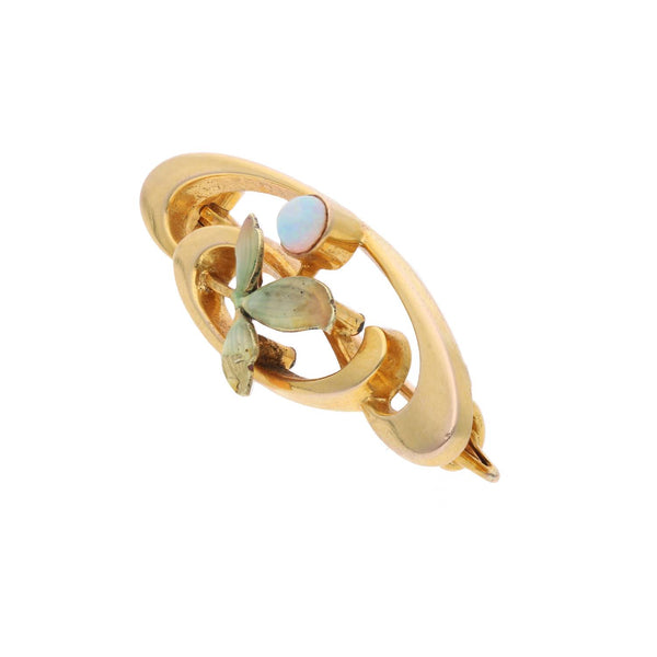 15ct Opal and Enamel Flower Brooch