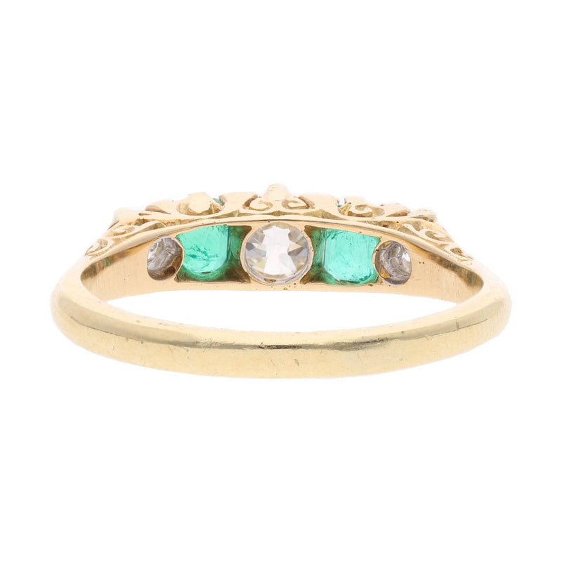 Emerald and Diamond Five Stone Ring
