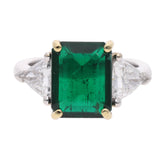 18ct White Gold Emerald and Diamond Three Stone Ring