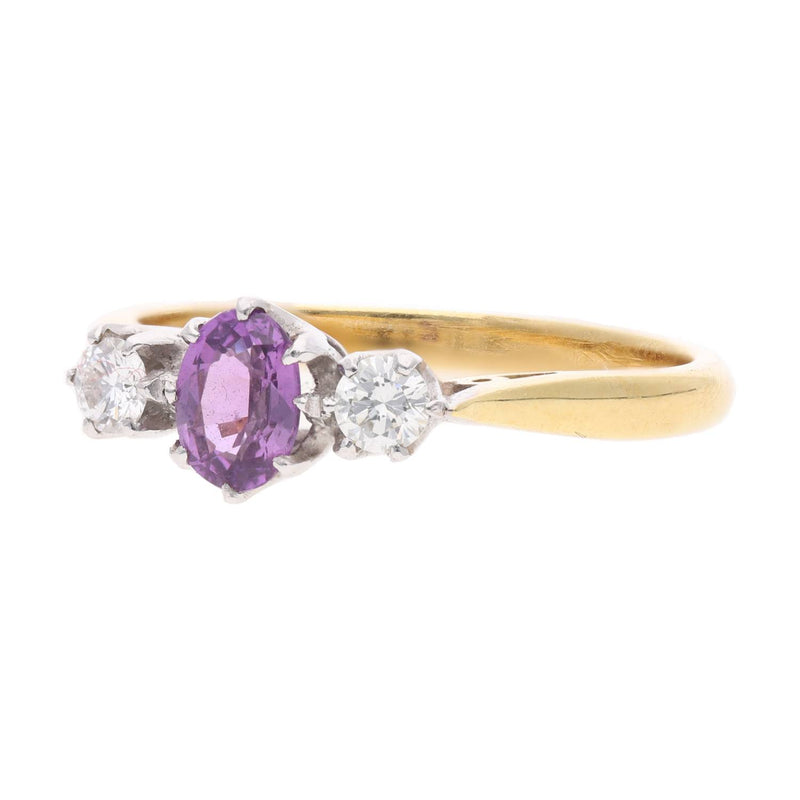 18ct Gold Purple Sapphire and Diamond Ring