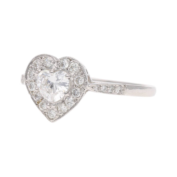 Platinum and Diamond Heart Cluster Ring