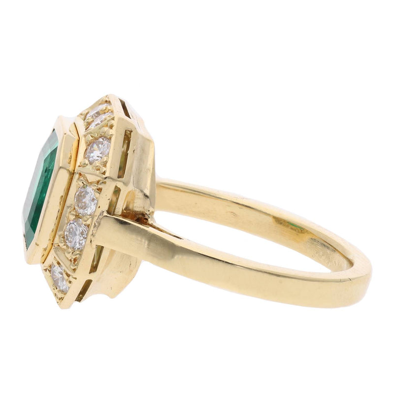 18ct Emerald and Diamond Cluster Ring